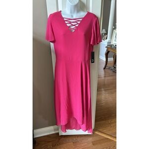 ABG Dress Hot Pink Long Short‎ Sleeve Dress Size 10 NWT